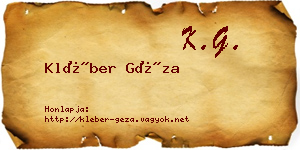 Kléber Géza névjegykártya